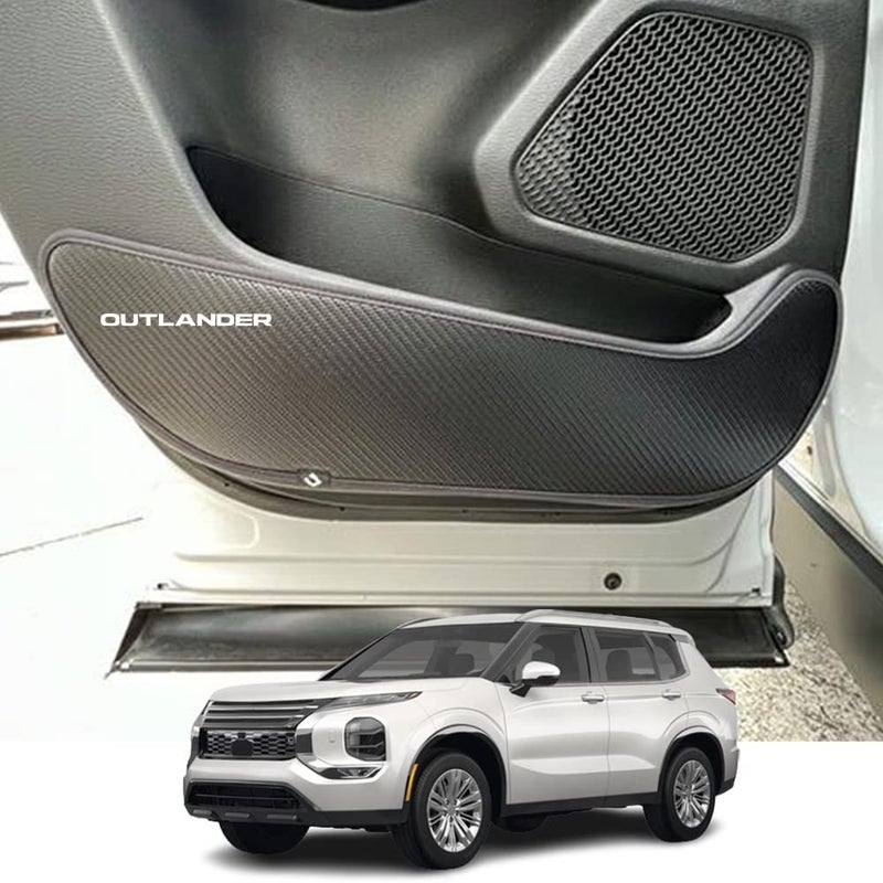Kakash Custom Interior Accessories for Mitsubishi Outlander 2022 2023 Outlander PHEV 2023 2024 Leather Door Anti Kick Pad StickersSide Edge Film Protector Stickers 4 PiecesSetCarbon Fiber