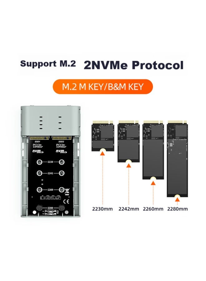 Maiwo Kr Hard Drive Enclosure, M.2 Nvme Disk Array Case, Dual-bay Hard Drive Cage With Raid Support, Compatible With Laptops And Apple 16-inch External 20gbps Read-only Box - Image 1