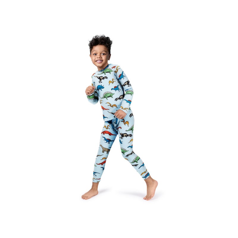 Rocky Thermal Underwear Kids, Boys Thermal Underwear Set Long Johns Thermals Kids Base Layer kid thermals top bottom set Boys Winter Clothes Shirt & Pants, Ski/Extreme Cold (Dinosaur, X-Small) - Image 1