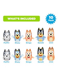 ginsey Bluey Bath Finger Puppets, 10 Pc - Party Favors, Educational, Bath Toys, Story Time, Beach Toys, Playtime, Stocking Stuffer  - Image 2