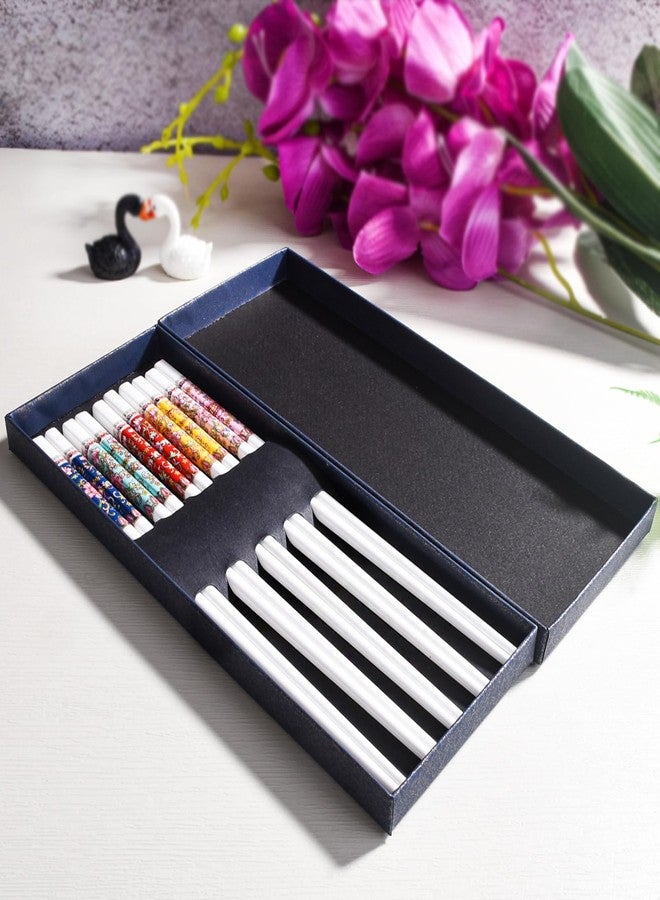 Whitenesser 5-Pair Porcelain Chopstick Set, 9.4" Bone China Chopsticks with Exquisite Floral Patterns, Ergonomic Reusable Noodle Chopsticks, Dishwasher Safe - Image 4