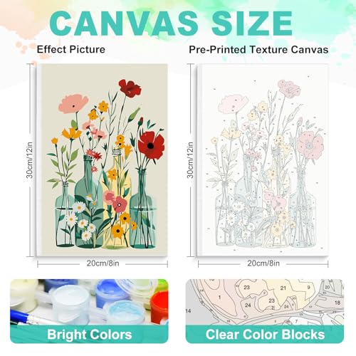 GEEHEIY Framed Paint by Numbers Kit for Adults Beginner & Kids Ages 8-12, Flowers Easy Paint by Number Kits Framed, DIY Acrylic Oil Painting by Numbers with Frame for Gift Home Decor 8 x 12 inch - Image 3