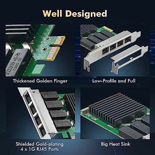Binardat 4 Port Gigabit PCIe Network Adapter, Realtek RT8111H Controller 1000/100Mbps Binardat Ethernet LAN NIC Card for Windows/Linux/Mac - Image 5