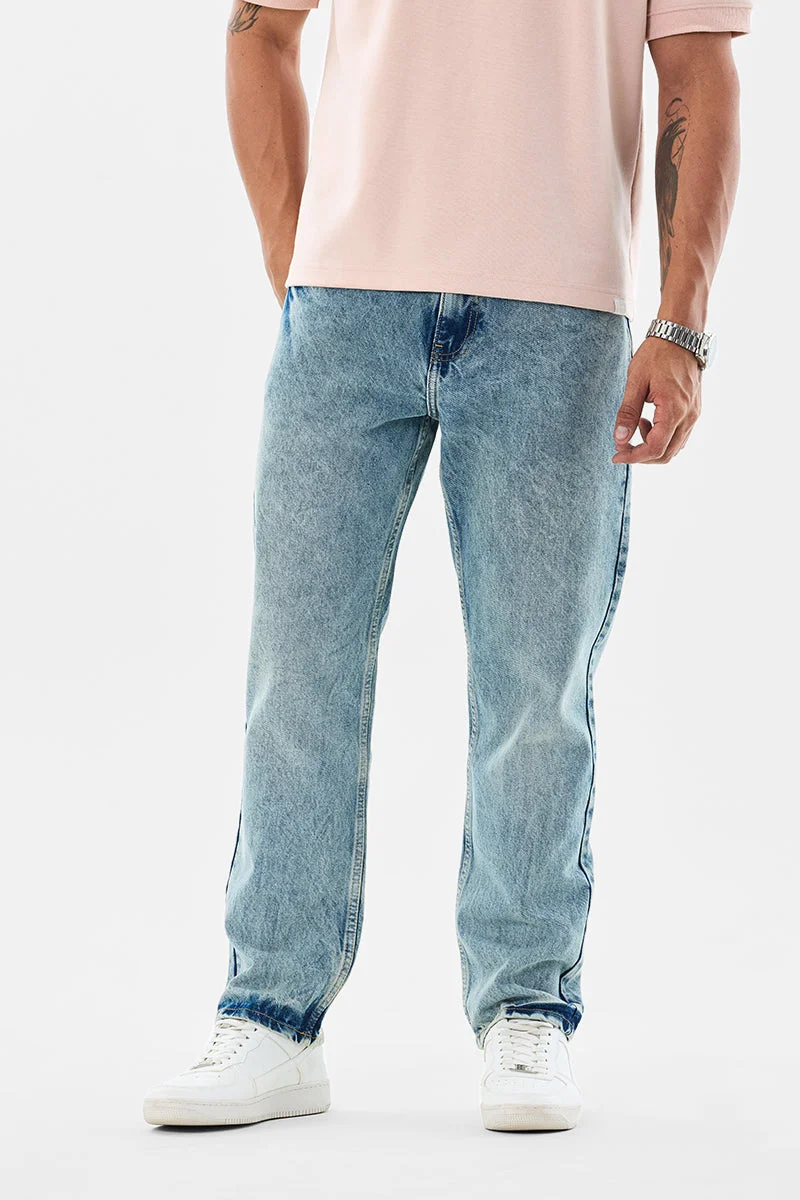 سنيتش Light Blue Solid Relaxed Casual Jeans