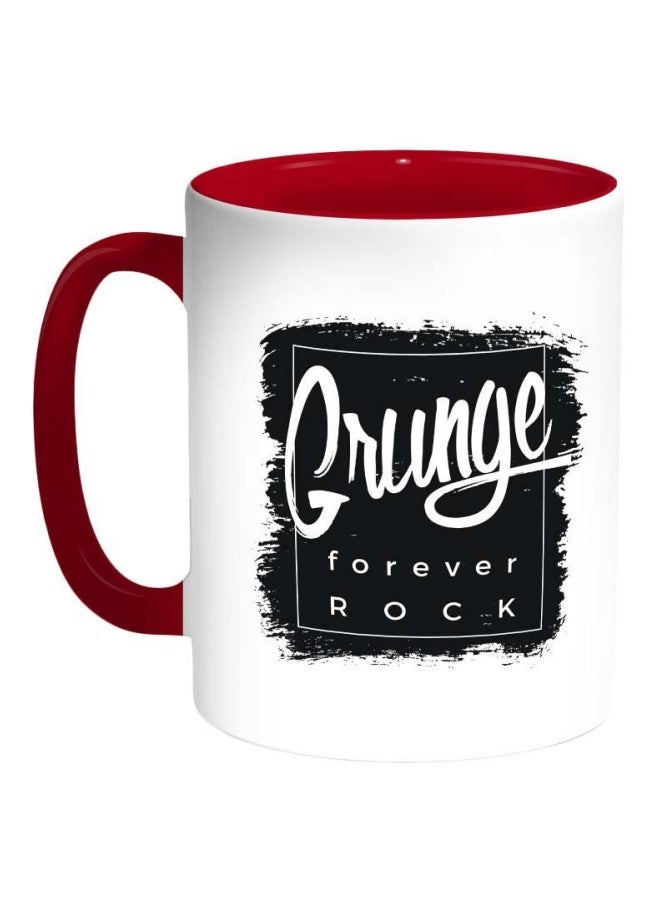 RYN Grunge Forever Rock Printed Coffee Mug Red/Black/White 11ounce