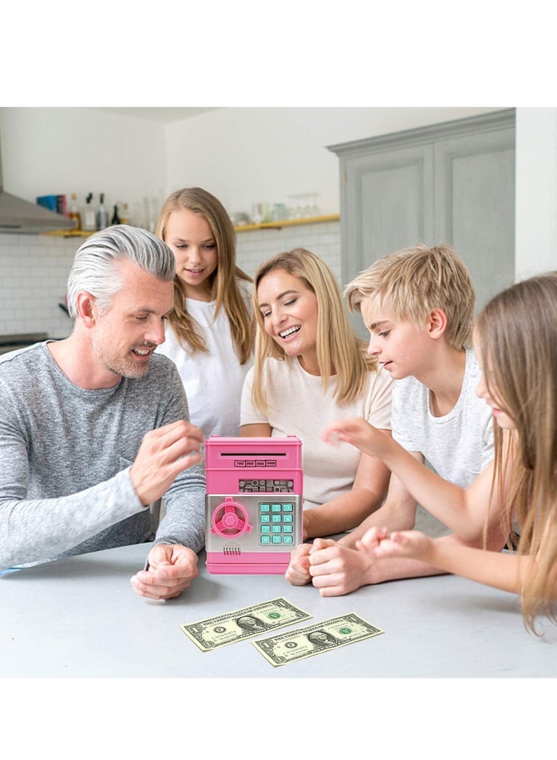 ELTRAZONE Adevena Pink Mini ATM Piggy Bank - Password-Protected Electronic Cash and Coin Saver for Kids - Image 2