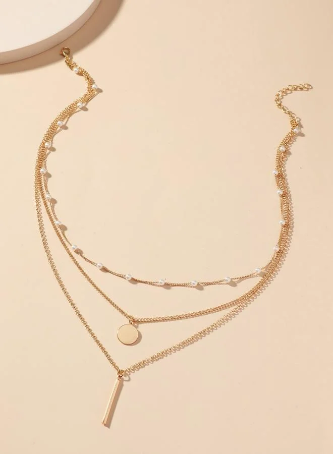 Take Two Faux Pearl Embellished Layered Necklace