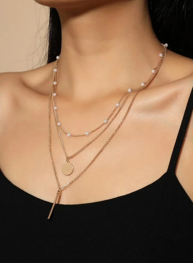 Take Two Faux Pearl Embellished Layered Necklace