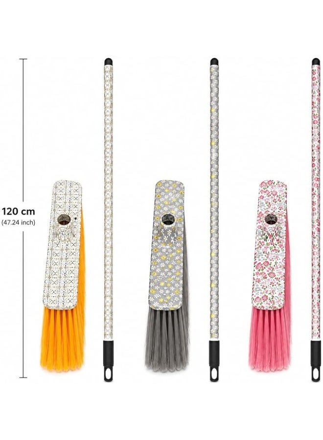 120 cm Household Cleaning Broom With Long Handle Soft Durable Bristles Indoor Outdoor Floor Sweeping Brush Lightweight Cleaning Broom For Home Office Kitchen Garage Random Color Handle - Image 3