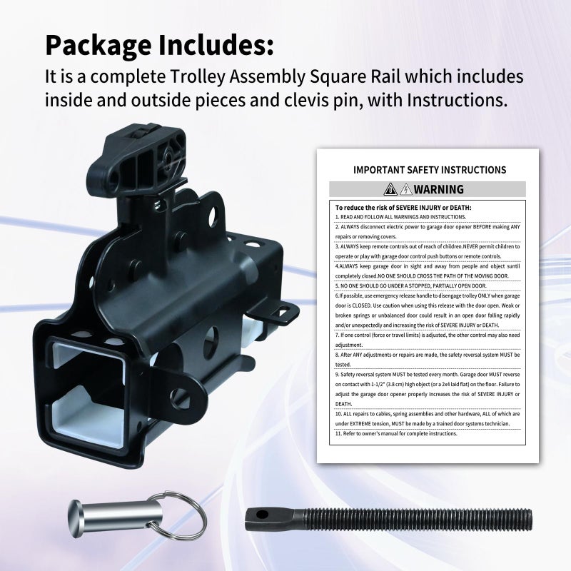 Vsttar 41C5141-1 & 41C5141-2 Garage Door Opener Trolley  Compatible With Liftmaster & Chamberlain Chain Drive Garage Door Opener Rail Assemblies - Image 5