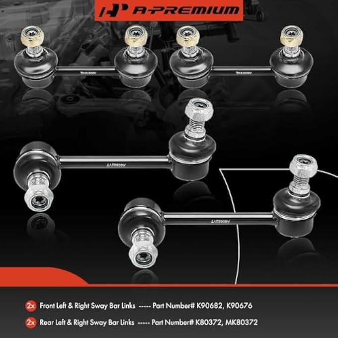 أ-بريميوم مجموعة من 4 قطع وصلات قضيب التوازن الأمامي والخلفي، وصلات قضيب التثبيت، متوافقة مع لكزس LS400 موديلات 1995 و1996 و1997 و1998 و1999 و2000 - Image 3