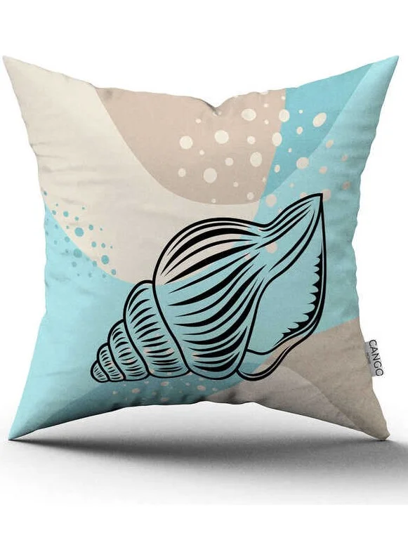 Cango Home Double Sided Blue Cream Marine Patterned Digital Printed Throw Pillow Cover CGH1184