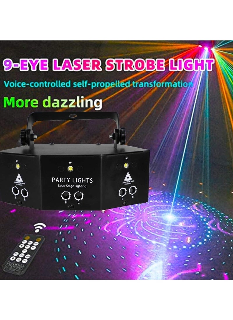 Generic - Party Lights, 9 Lens Laser Stage Light Scan Light, LED Light 9-Eye RGB DMX Scan Projector Colorful KTV Bar Laser Stage Light Disco Bar Coffee Stage Laser Light Home Decor - Image 1