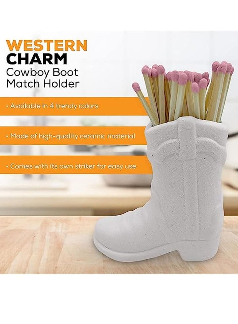 Cowboy Boot Match Holder with Striker - Chimney Match Holder - Cowgirl Boot Decor - Very Cute Addition to Interior Decor (Pink) - Image 3