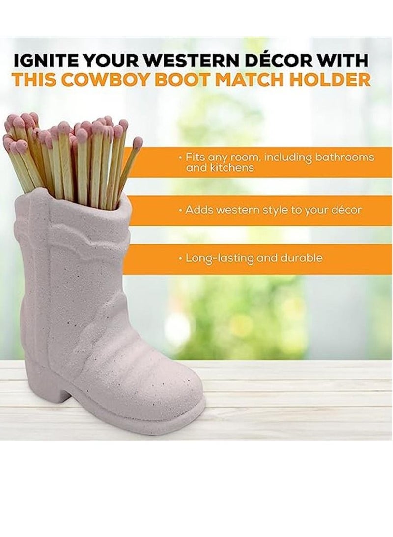 Cowboy Boot Match Holder with Striker - Chimney Match Holder - Cowgirl Boot Decor - Very Cute Addition to Interior Decor (Pink) - Image 2