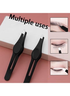 Generic 2 PCS Professional Non-Slip Grip Tip Eyebrow Tweezers, Stainless Steel Precision Pointed Blackhead Splinter Removal Tool, for Eyebrow Shaping and Tweezing Facial and Body Hair (Black, Silver)  - Image 4