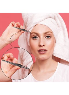 Generic 2 PCS Professional Non-Slip Grip Tip Eyebrow Tweezers, Stainless Steel Precision Pointed Blackhead Splinter Removal Tool, for Eyebrow Shaping and Tweezing Facial and Body Hair (Black, Silver)  - Image 3