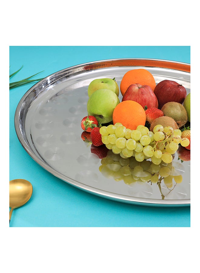Royalford Round Serving Tray Silver 45cm - Image 5