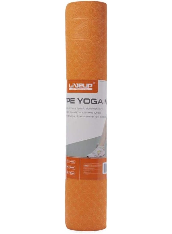 Liveup Tpe Yoga Mat 173*61*0.4Cm Ls3237 Orange+Grey @Fs - Image 1