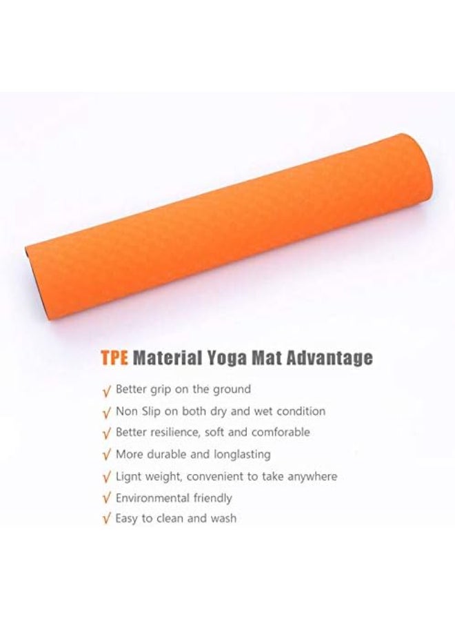 Liveup Tpe Yoga Mat 173*61*0.4Cm Ls3237 Orange+Grey @Fs - Image 3