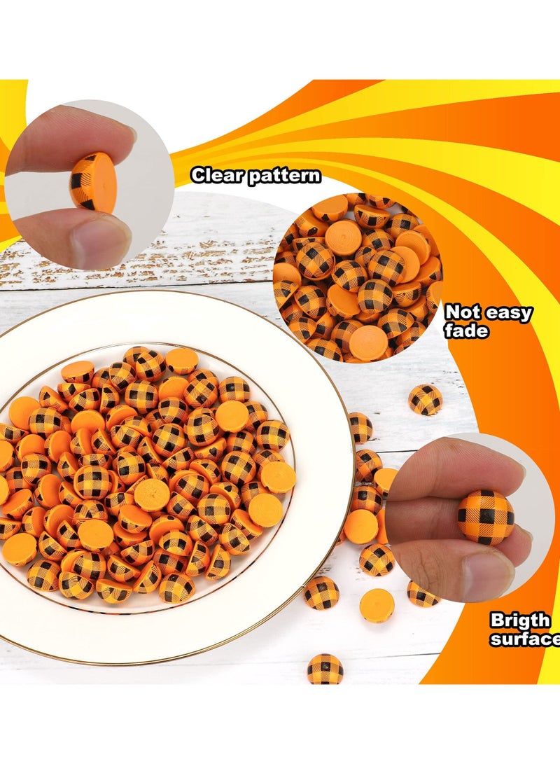 KASTWAVE 120 Pcs Half Wooden Balls Beads for Crafts, 15 mm Plaid Buffalo Wooden Half Beads Natural Split Wood Balls Assorted Colorful Half Round Wooden for Valentine's Day Farmhouse Ornament Craft Home Decor - Image 3