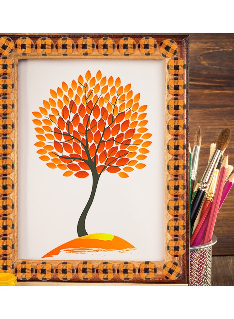 KASTWAVE 120 Pcs Half Wooden Balls Beads for Crafts, 15 mm Plaid Buffalo Wooden Half Beads Natural Split Wood Balls Assorted Colorful Half Round Wooden for Valentine's Day Farmhouse Ornament Craft Home Decor - Image 4