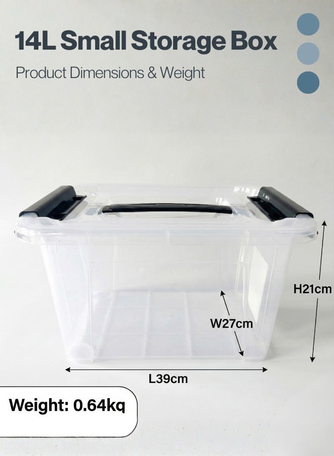 Marcolo Storage Box 14L Transparent Plastic Organizer with Lid Lightweight Multipurpose Container - Image 5