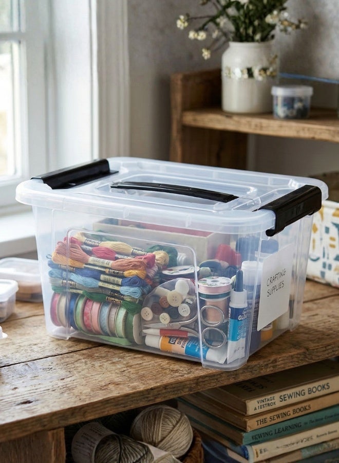 Marcolo Storage Box 14L Transparent Plastic Organizer with Lid Lightweight Multipurpose Container - Image 4