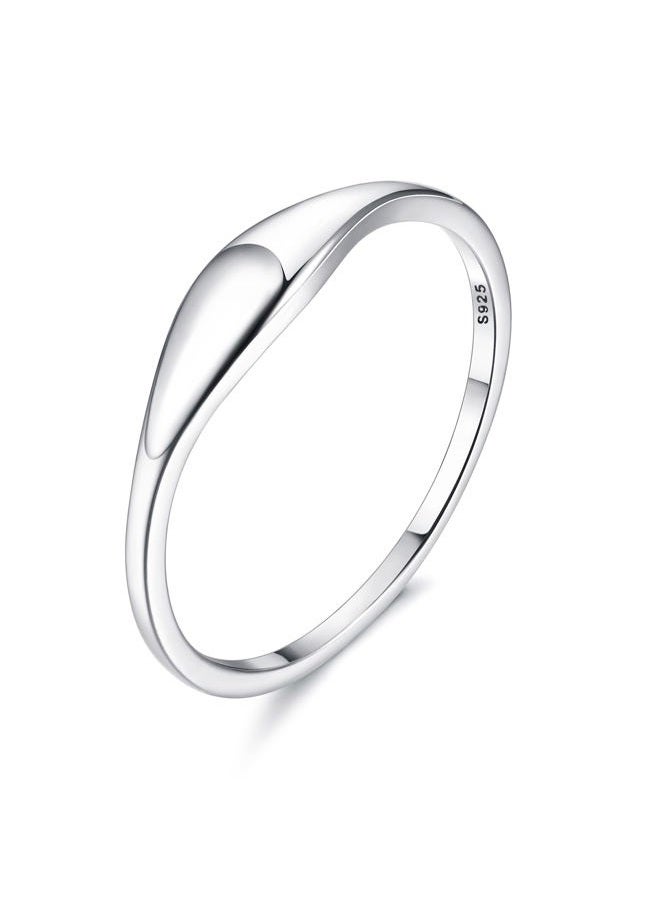Milacolato 925 Sterling Silver Rings for Women 18K White Gold Plated Dome Oval Plain Signet Rings Tarnish Resistant Stackable Statement Band Thumb Rings Comfort Fit Size 5-10, 8, Sterling Silver - Image 1