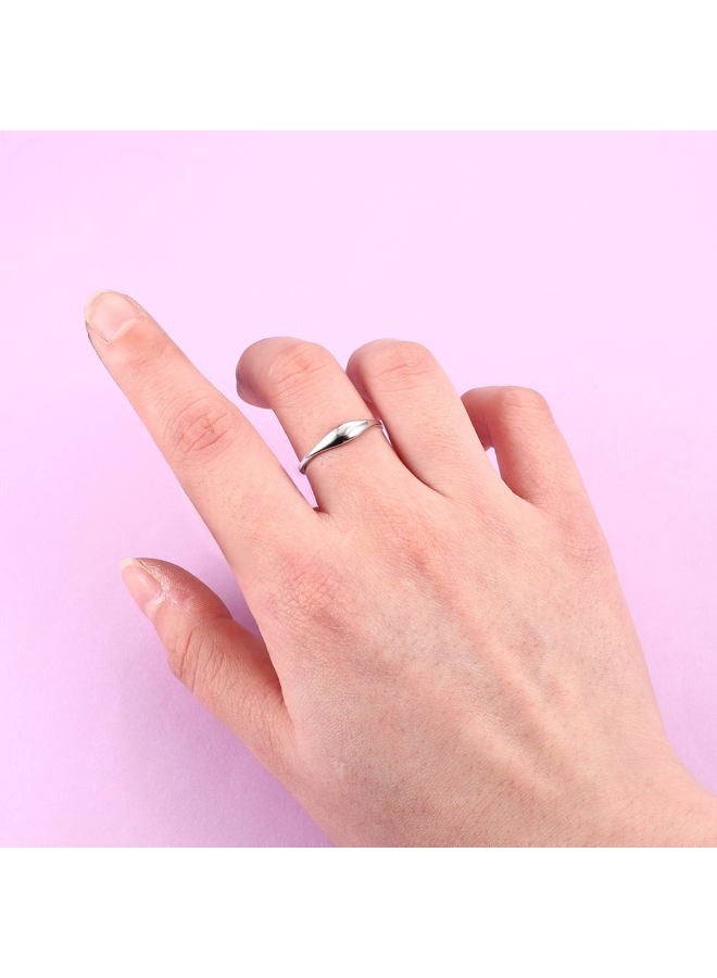 Milacolato 925 Sterling Silver Rings for Women 18K White Gold Plated Dome Oval Plain Signet Rings Tarnish Resistant Stackable Statement Band Thumb Rings Comfort Fit Size 5-10, 8, Sterling Silver - Image 5