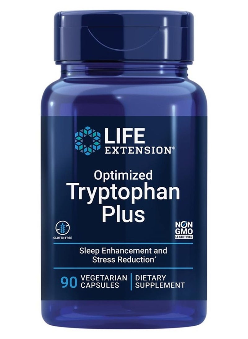 Life Extension تريبتوفان مضاف محسّن 1000 ملغ - مكمل L-Tryptophan مع النياسين و L-Lysine لنوم صحي واستجابة للتوتر - خالي من الغلوتين، غير معدل وراثيًا، نباتي - 90 كبسولة - Image 1