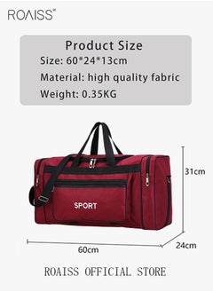 roaiss Unisex Travel Duffel Bag Large Capacity Lightweight Wear-resistant Oxford Fabric Multipurpose Foldable Luggage Handbag for Fitness Sports Training Trip Red  - Image 5