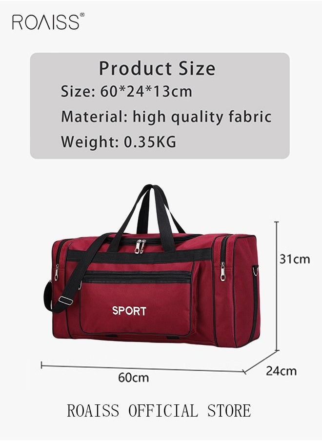 roaiss Unisex Travel Duffel Bag Large Capacity Lightweight Wear-resistant Oxford Fabric Multipurpose Foldable Luggage Handbag for Fitness Sports Training Trip Red  - Image 5