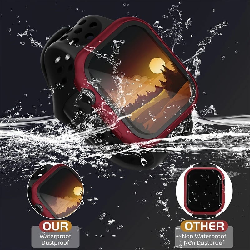 Deep Red Tempered Glass Apple Watch Case 42mm Screen Protector Series 123 - Image 4