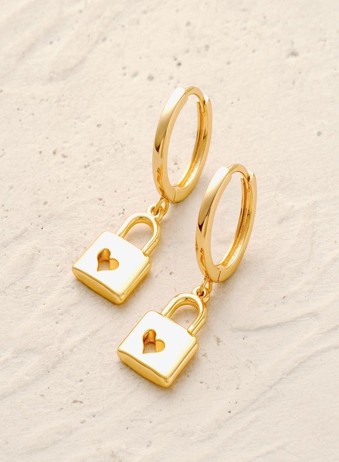 MYEARS Women Earrings Gold Huggie Hoop Dangle Drop 14K Gold Plated Small Simple Hypoallergenic Everyday Jewelry, One Size, Brass Metal Yellow Gold, No Gemstone - Image 3