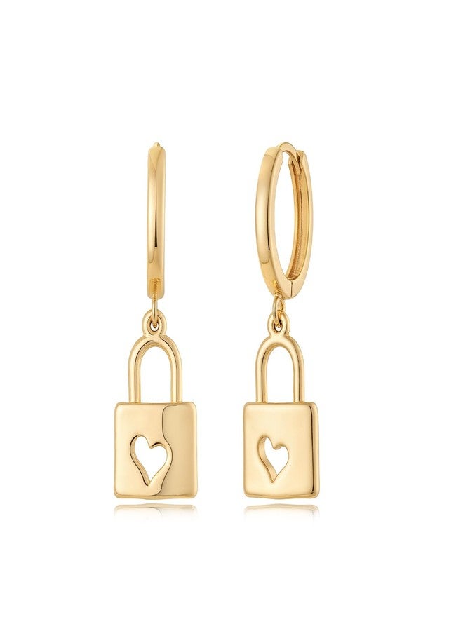 MYEARS Women Earrings Gold Huggie Hoop Dangle Drop 14K Gold Plated Small Simple Hypoallergenic Everyday Jewelry, One Size, Brass Metal Yellow Gold, No Gemstone - Image 1
