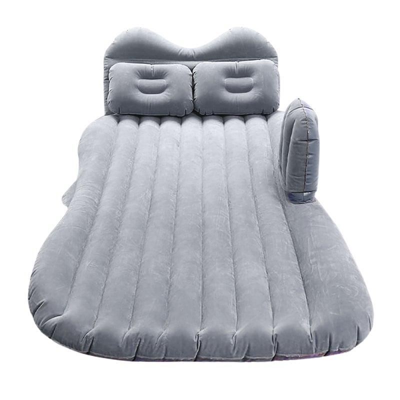 Inflatable Car Mattress Grey Premium Flannelette PVC Side Baffle - Ergonomic Inflatable Pillows Leak-Proof Port for Car Travel Camping - Image 4