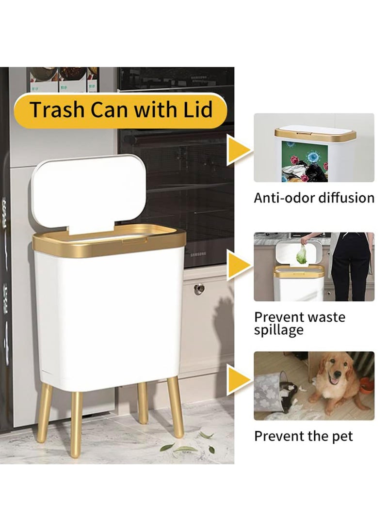 Cuken Bathroom Trash Can with Lid, Plastic Garbage Can with Lid, Kitchen Trash Can with Lid, Plastic Trash Bin Suitable for Kitchen, Bathroom, Bedroom, Living Room, Office  - Image 3