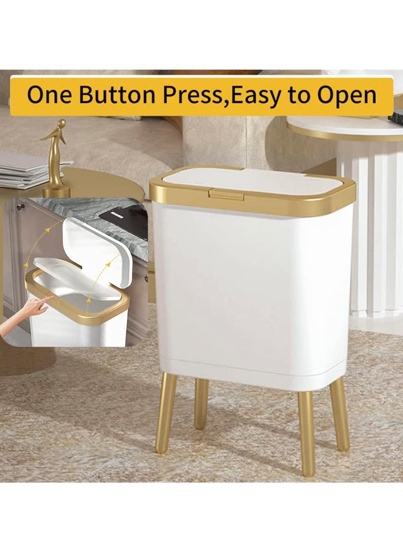 Cuken Bathroom Trash Can with Lid, Plastic Garbage Can with Lid, Kitchen Trash Can with Lid, Plastic Trash Bin Suitable for Kitchen, Bathroom, Bedroom, Living Room, Office  - Image 4