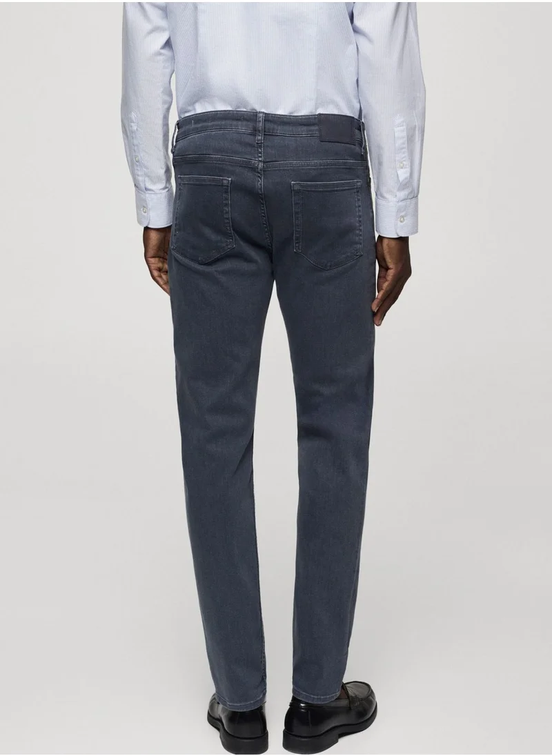 Mango Man Straight Fit Mid Wash Jeans