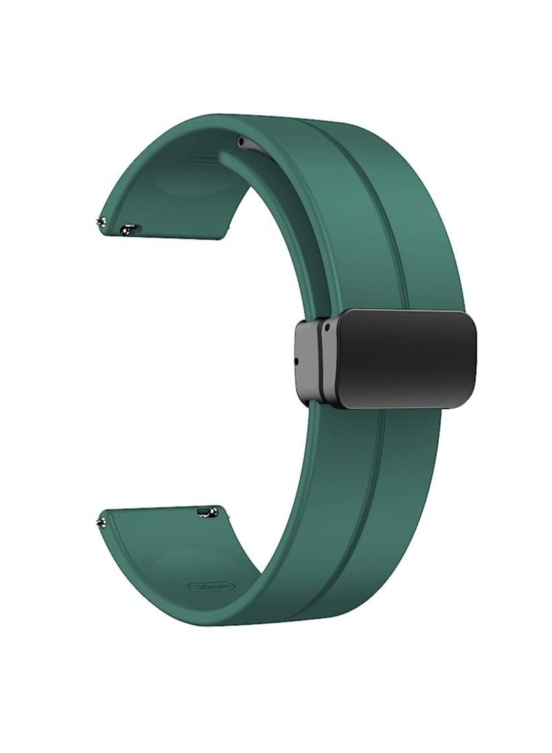 22mm Silicone Strap With Magnetic Folding Buckle For GT2 46 - GT3 46 - GT2 Pro - GT2E Green - Image 1