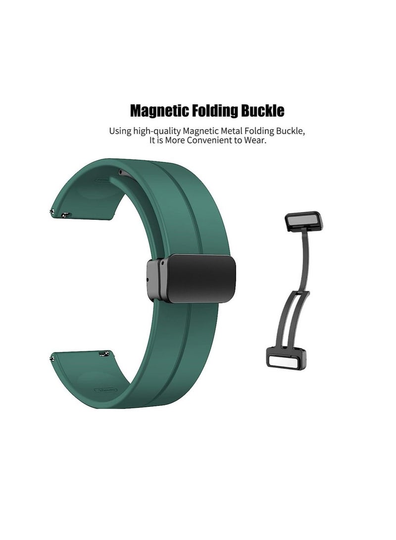 22mm Silicone Strap With Magnetic Folding Buckle For GT2 46 - GT3 46 - GT2 Pro - GT2E Green - Image 4