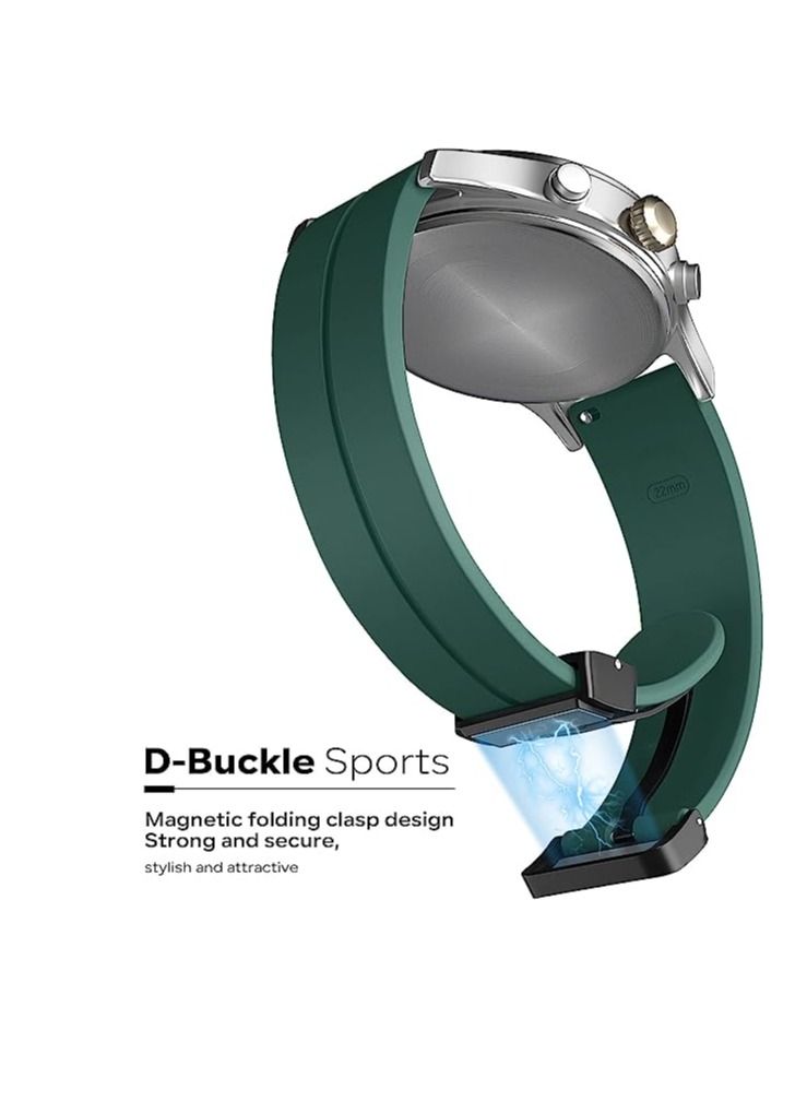 22mm Silicone Strap With Magnetic Folding Buckle For GT2 46 - GT3 46 - GT2 Pro - GT2E Green - Image 2