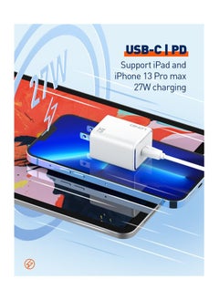 إل دينو شاحن حائط سريع من لدنيو A1508C يحتوي على منفذ USB-C وكابل من النوع C إلى النوع C مزود بتقنية الشحن السريع مناسب لأنواع مختلفة من الأجهزة، متعدد الألوان 30 وات - أبيض  - Image 3
