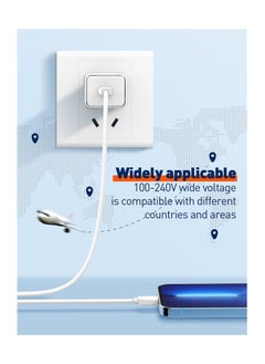 إل دينو شاحن حائط سريع من لدنيو A1508C يحتوي على منفذ USB-C وكابل من النوع C إلى النوع C مزود بتقنية الشحن السريع مناسب لأنواع مختلفة من الأجهزة، متعدد الألوان 30 وات - أبيض  - Image 2