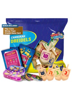 Izzy 'n' Dizzy Hanukkah Dreidels Wooden Dreidel 10 Pack Medium  - Image 1