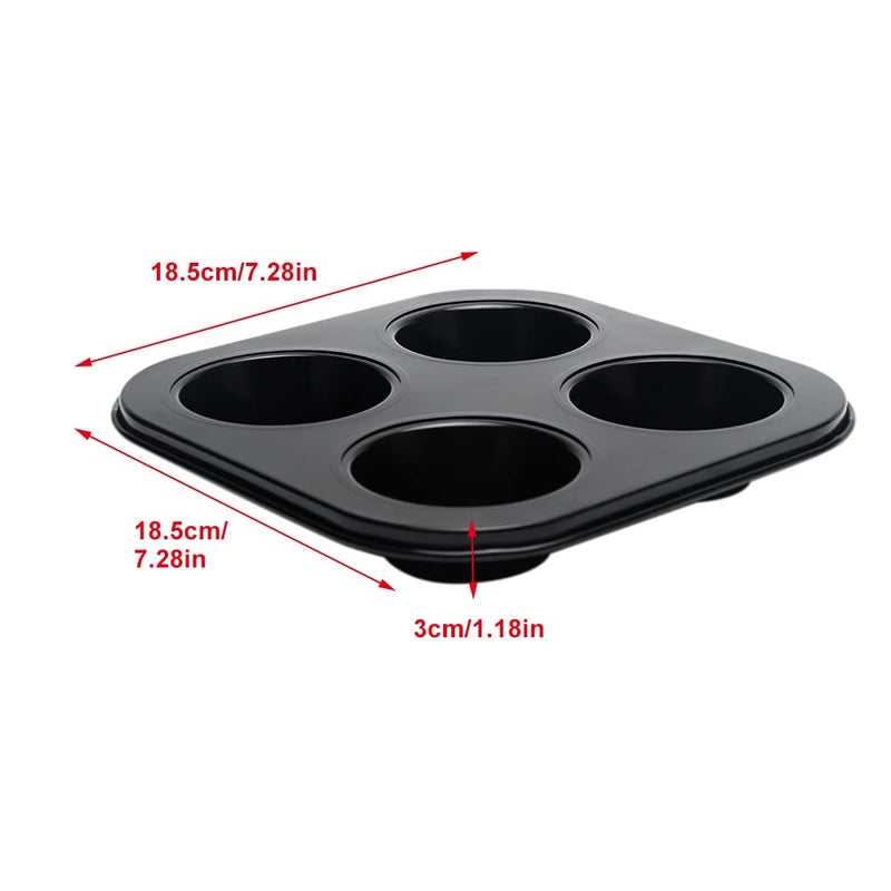 BNYTXV Muffin Pan, Non-Stick 4 Cup Bakeware Muffin Tin Cupcake Pan, Pack of 2, Carbon Steel - Image 4