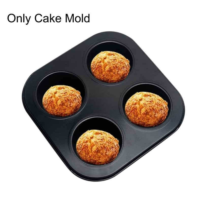 BNYTXV Muffin Pan, Non-Stick 4 Cup Bakeware Muffin Tin Cupcake Pan, Pack of 2, Carbon Steel - Image 2
