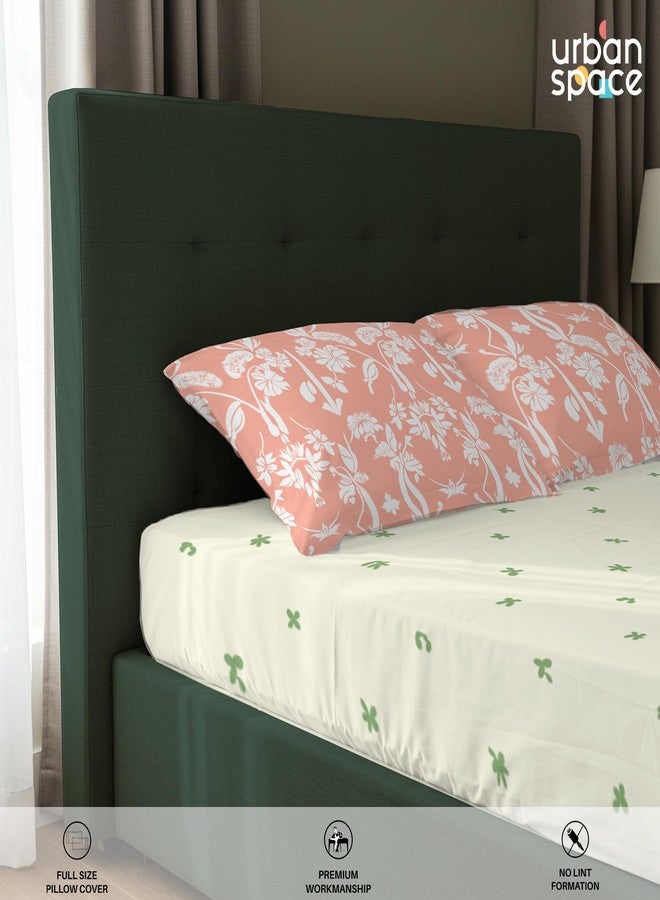Urban Space ملاءة سرير Urban Space Serene 200TC مصنوعة من القطن بنسبة 100% لسرير مزدوج، ملاءة سرير بحجم كوين مع غطاءين للوسائد (لون الخوخ Ivy Bloom، مقاس 88 × 100 بوصة) - Image 5