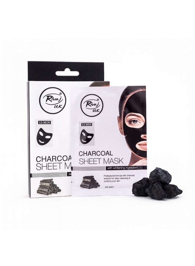 Rivaj UK Rivaj Facial Sheet Mask 3-in-1 Charcoal – Deep Cleansing & Oil Control – Suitable for Acne-Prone Skin – Unisex Skincare, UAE Pack - Image 1